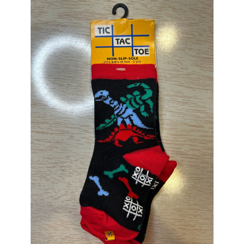 Tic Tac Toe Dino Socks - Size 5/6